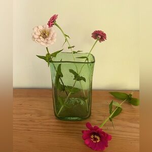 Green Hand blown glass vase